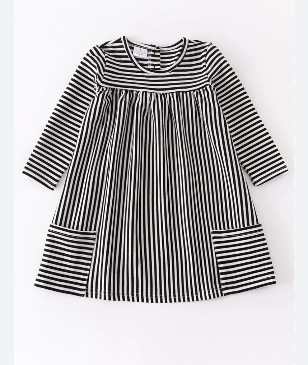Black & White Stripe Dress with Pockets