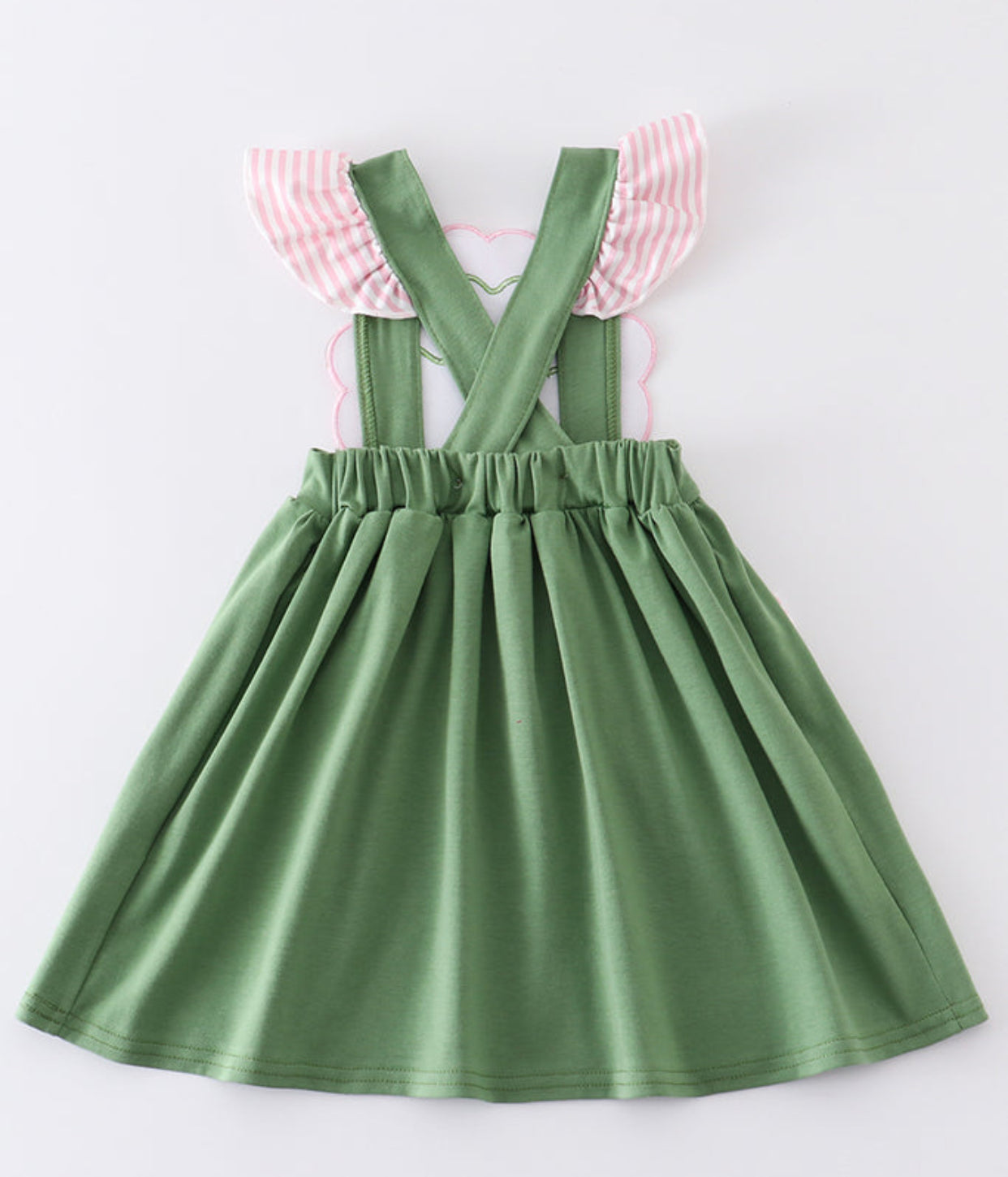 Green & Pink Clover Appliqué Dress