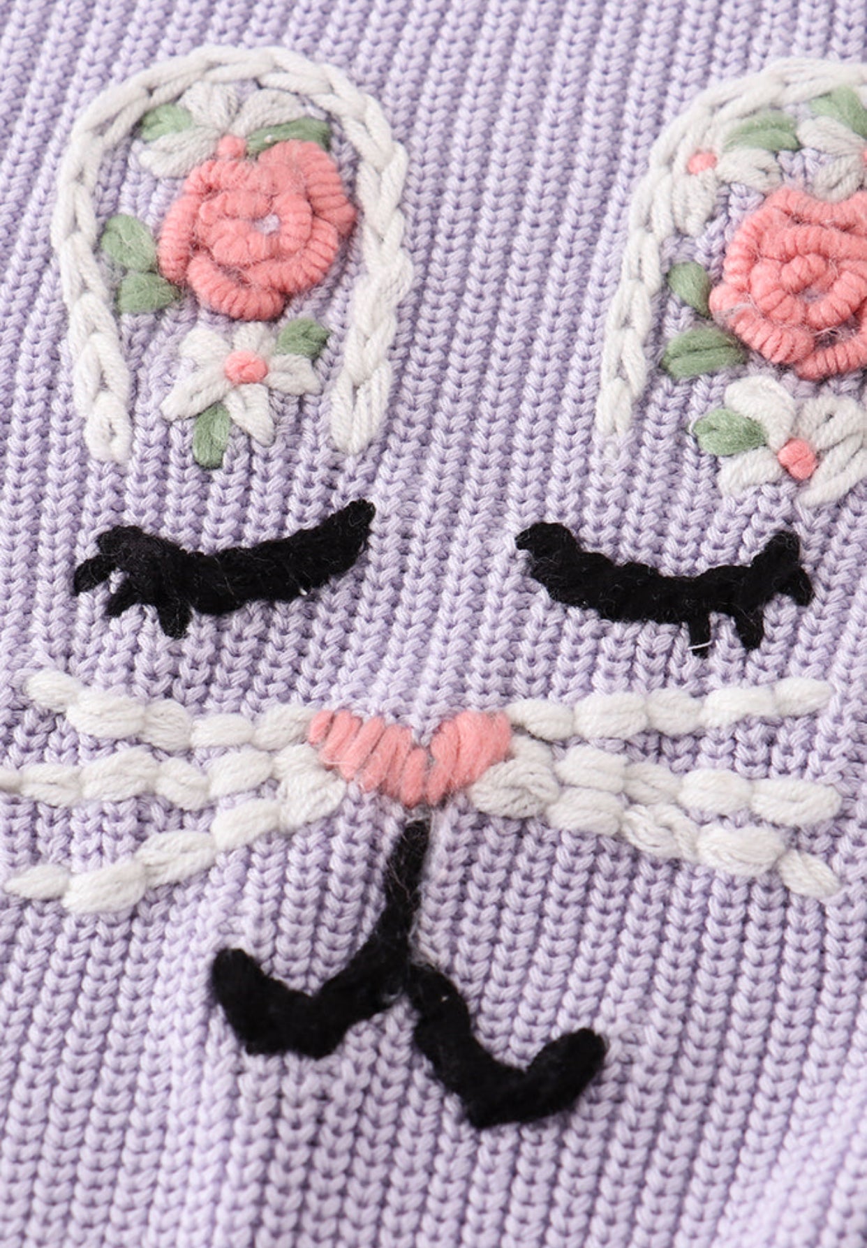 Hand Embroidered Bunny Pullover Sweater