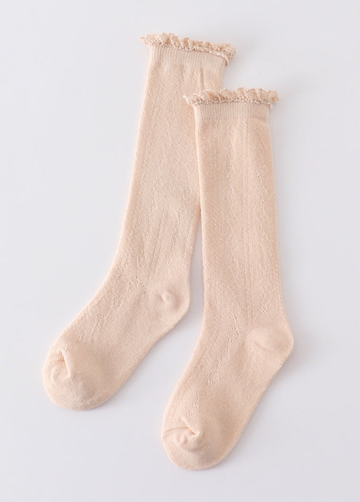 Beige Knot Lace Knee High Socks