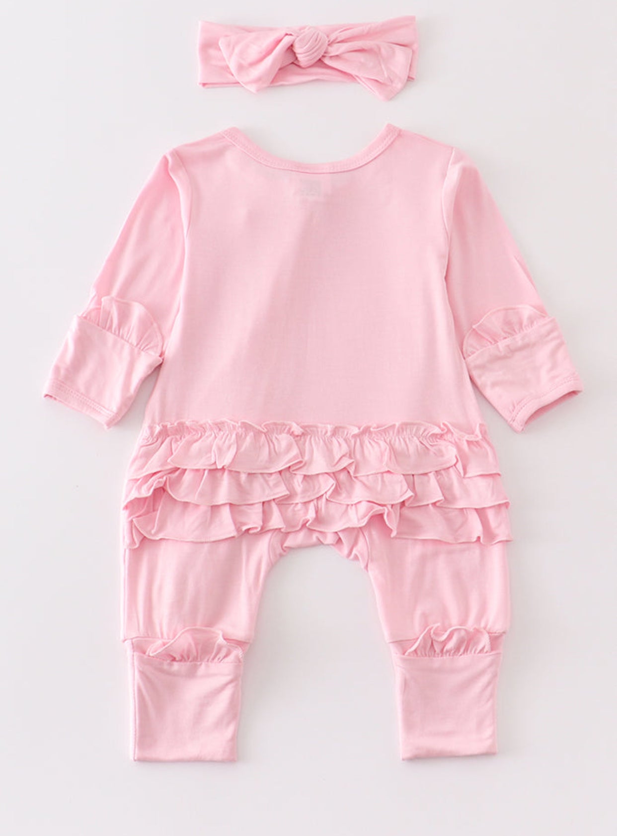 Blush Bamboo Ruffle Zipper 2pc Baby Romper