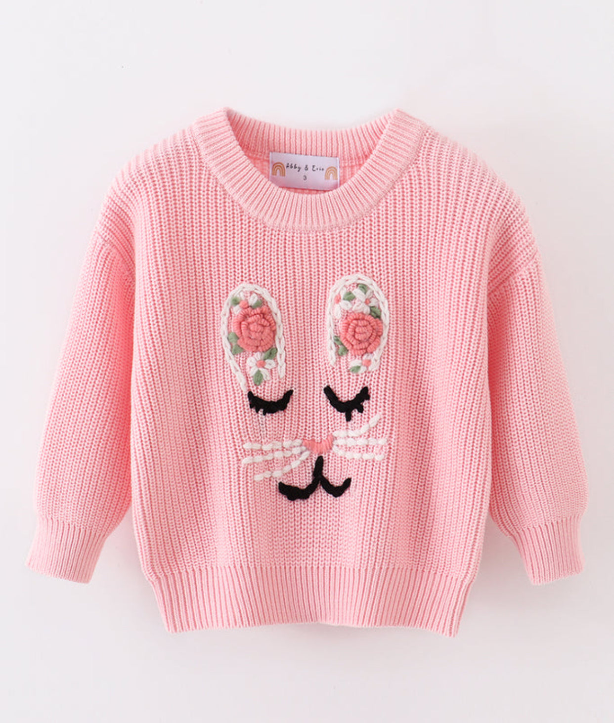 Hand Embroidered Bunny Pullover Sweater