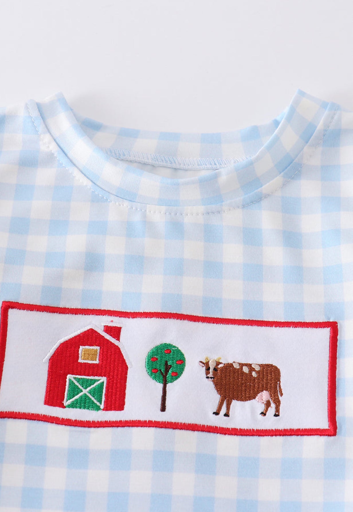 Blue Plaid Farm Embroidery Set