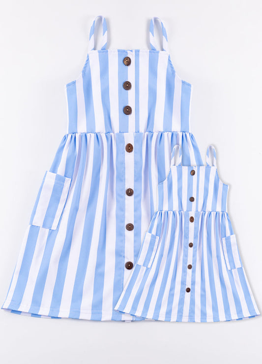Blue Striped Pocket Dress - Mommy & Me