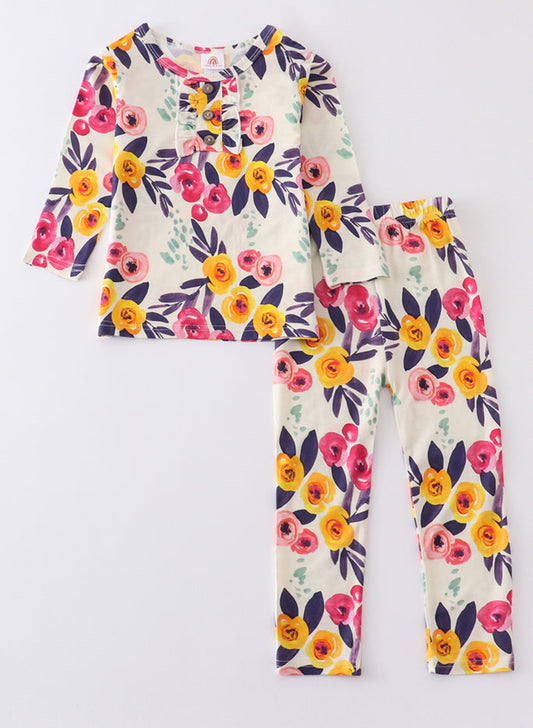 Pink & Mustard Floral Bamboo Pajamas