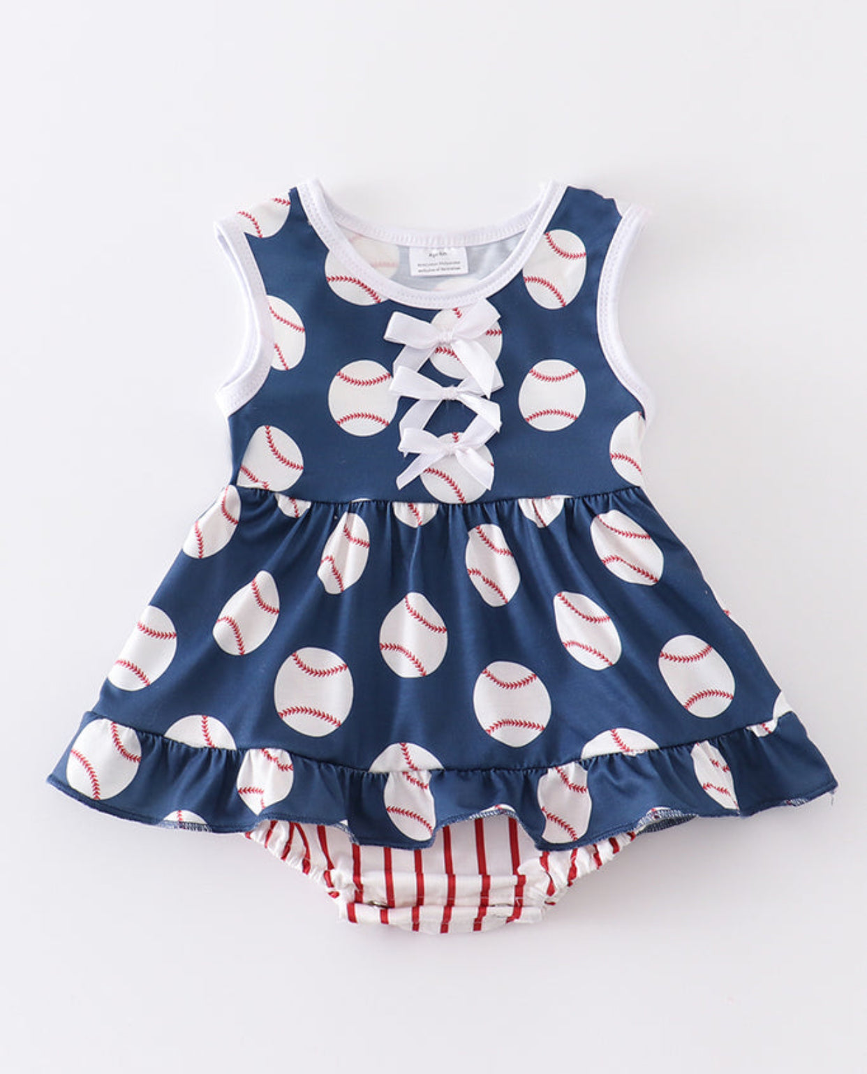 Baseball Print Girl Romper