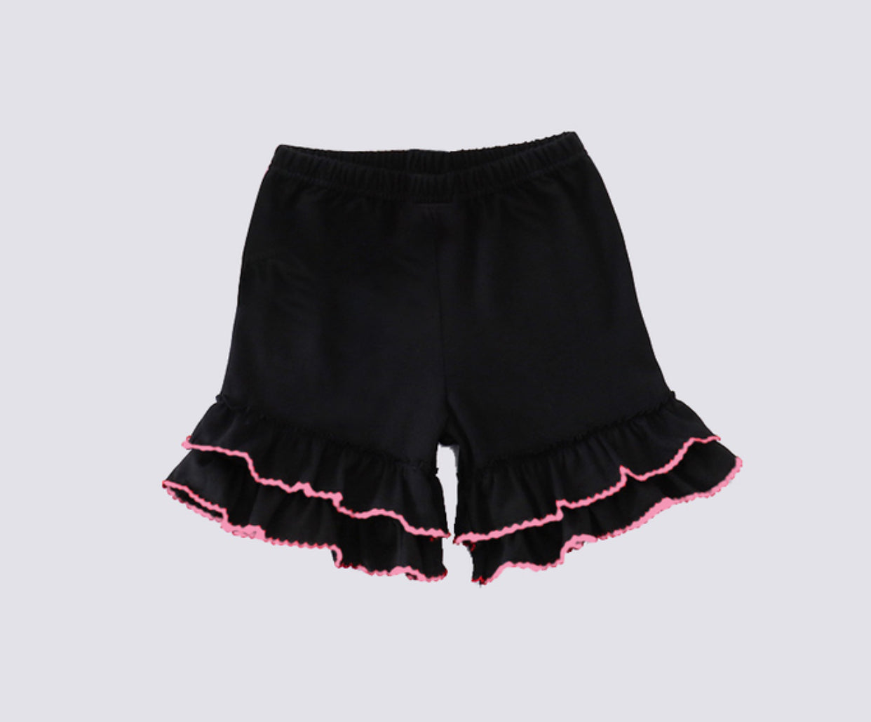 Black & Pink Ruffle Shorts