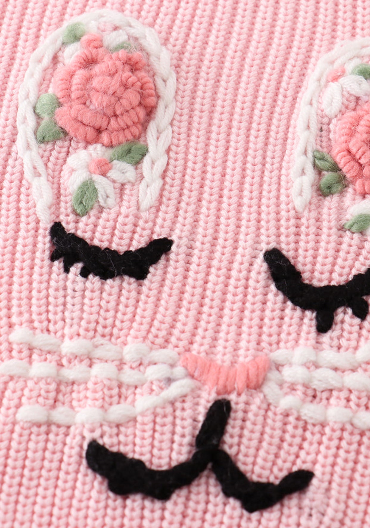 Hand Embroidered Bunny Pullover Sweater