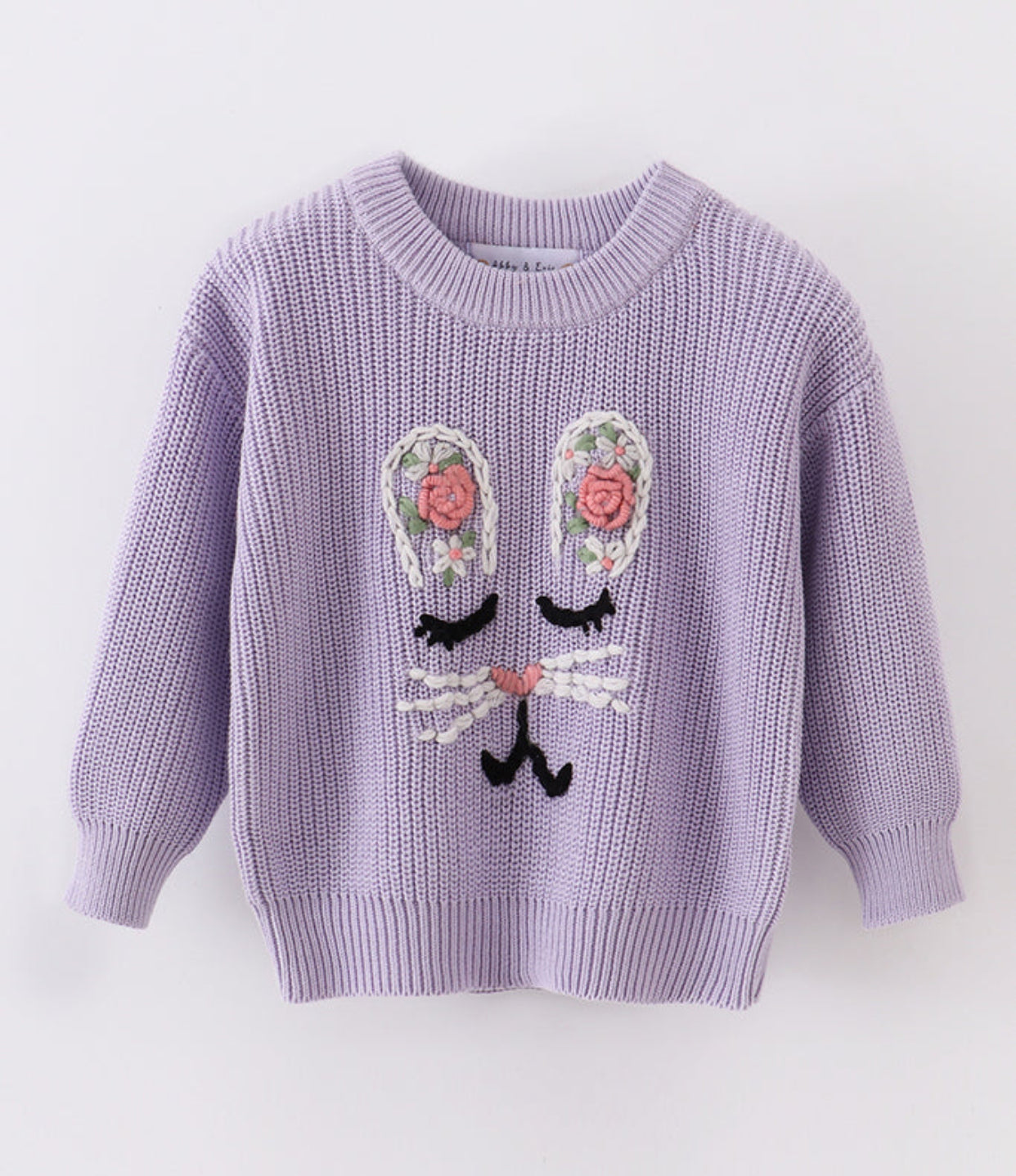 Hand Embroidered Bunny Pullover Sweater